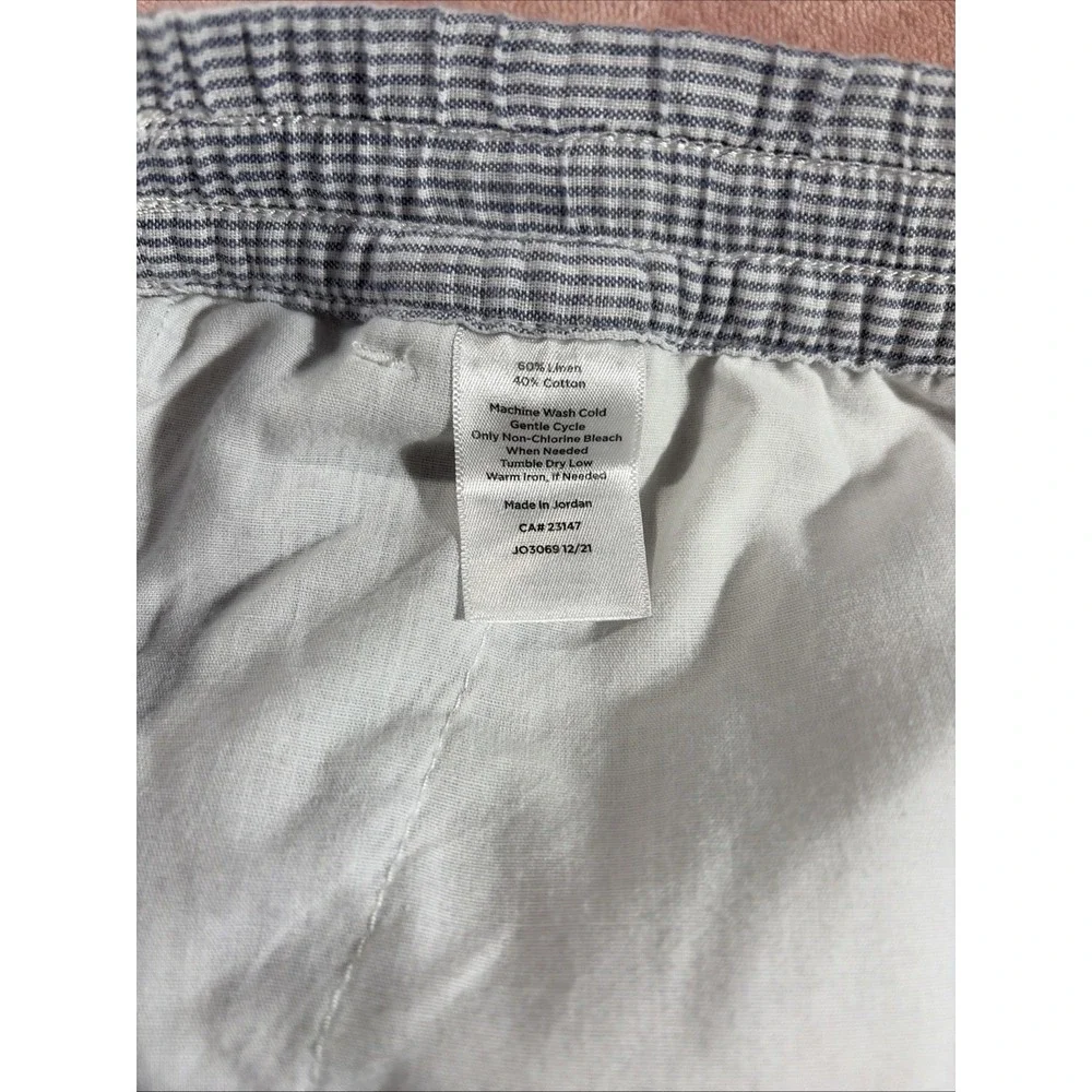 Talbots Linen Cotton Blend Blue Stripe Pants Sz Medium. Straight Leg.